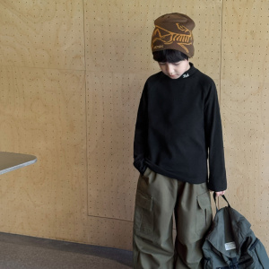 童酷男童冬季新款童装时尚字母刺绣宝宝半高领德绒儿童打底衫