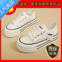 SUNTEK设计感蕾丝网布小白鞋女2023夏季新款时尚厚底透气帆布鞋学生板鞋