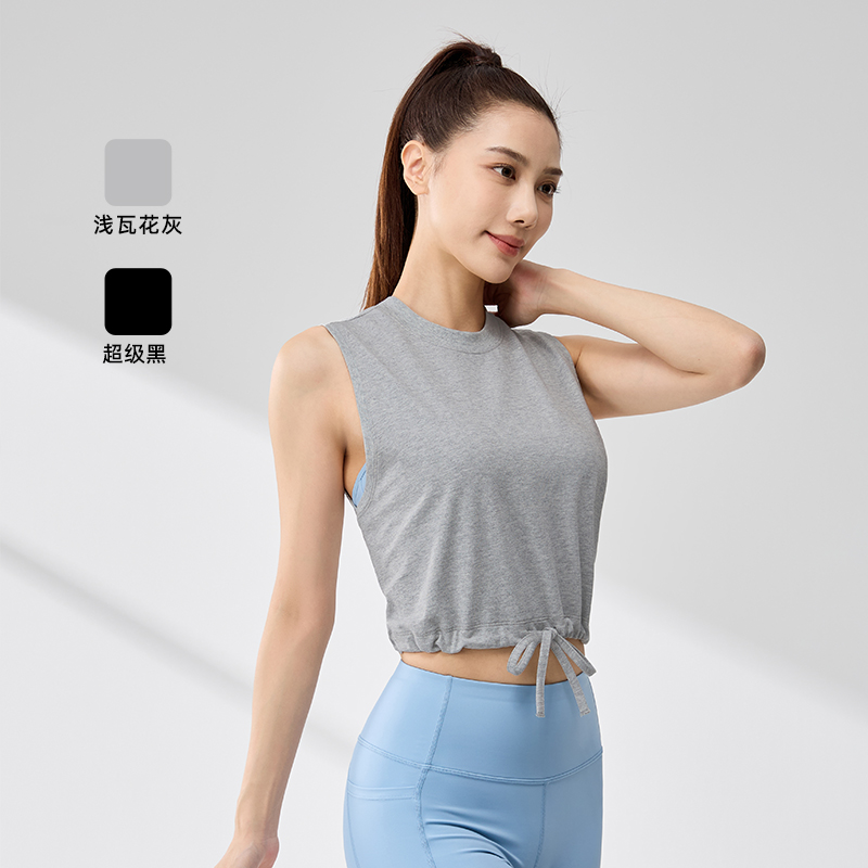 361°无袖背心女款透气新款宽松休闲上衣纯色圆领T恤女装