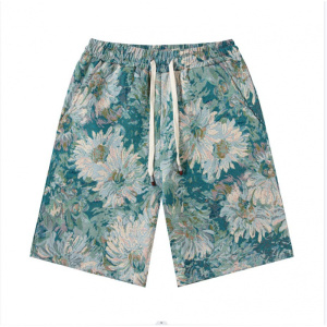 夏威夷创意凌乱的花夏季薄款休闲宽松潮流百搭外穿五分裤垂感裤子