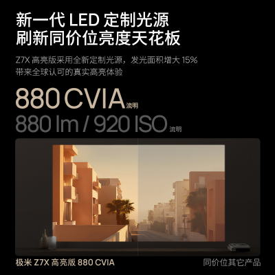 极米Z7X 高亮版 投影仪家用 轻薄投影机 (880CVIA 经典换代体验升级 哈曼原装音响