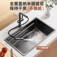 惠达HUIDA集福水槽TY90 TY90S 304不锈钢手工槽家用厨房洗菜盆纳米大单槽台中盆+飞雨抽拉龙头GL3