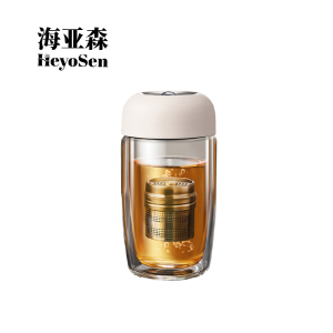 海亚森 M1C62 鹅蛋双层加厚玻璃茶水杯320ml(计价单位:个)透明色