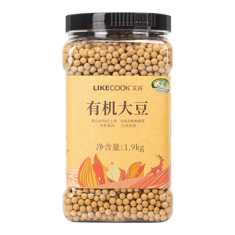 艾谷有机大豆1.9kg大罐装可打豆浆
