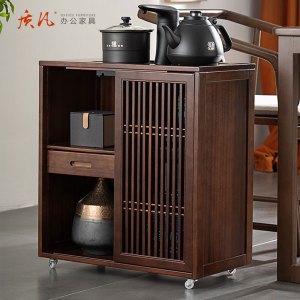 质凡矮柜木质茶水柜 胡桃木色