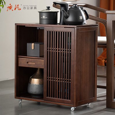 质凡矮柜木质茶水柜 胡桃木色