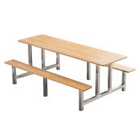 汉诺鑫威学校食堂不锈钢餐桌椅4人6人16人位工厂员工饭堂连体快餐桌椅组合8人位防火板