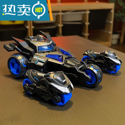 三合一弹射战车回力合金车带灯光音乐炫酷二合一摩托战车儿童玩具真智力三合一黑色合金弹射车回力玩具