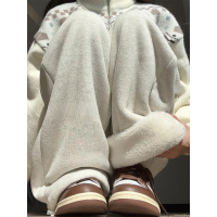 加绒运动裤女新款秋冬季加厚棉裤外穿宽松束脚羊羔绒阔腿卫裤