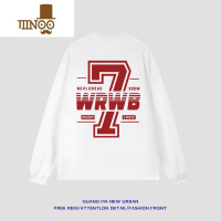 YANXU美式潮牌街头字母印花250g长袖T恤男女秋季嘻哈宽松上衣