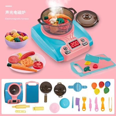 儿童橡皮泥模具工具套装多功能彩泥机网红理发师玩具粘土面条喷雾音乐电磁炉