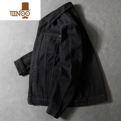 YANXU日系复古水洗黑色牛仔外套男潮牌ins宽松百搭工装夹克款褂子