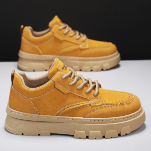 时尚简约车缝线马丁靴男士秋季新款透气轻便舒适轻休闲系带低帮靴