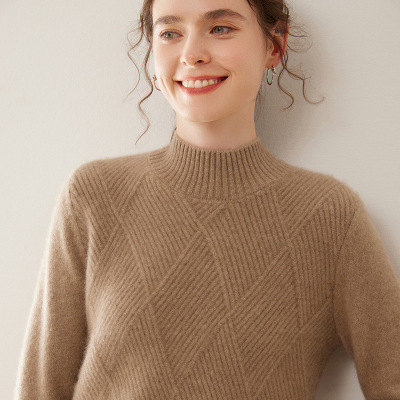 半高领厚款山羊绒针织打底衫女长袖宽松保暖毛衣柔软百搭亲肤上衣