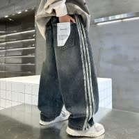 男童裤子春秋款新款儿童春季痞帅气时髦牛仔裤男孩长裤直筒裤