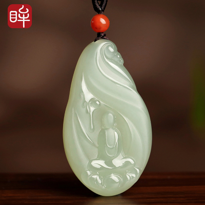 仵孟超工作室作品-和田玉观音吊坠悟道观世音菩萨玉佩男款挂件附送证书观音吊坠