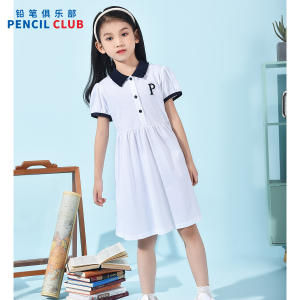 [1件3折]铅笔俱乐部童装2025夏装新款女童翻领连衣裙儿童学院风甜美裙子