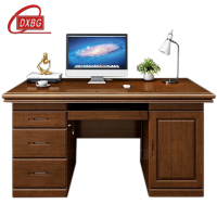 DXBG办公桌台式电脑桌办公室中式家用书桌写字台单人E款胡桃色1.4米(电脑款)