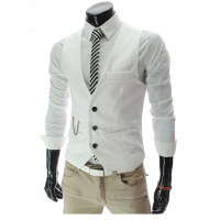 SUNTEK春季男装西装马甲男士薄款大码韩版修身型潮流职业西服马夹男背心马甲/背心