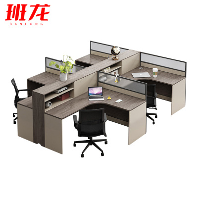 班龙办公电脑桌四人位+椅套