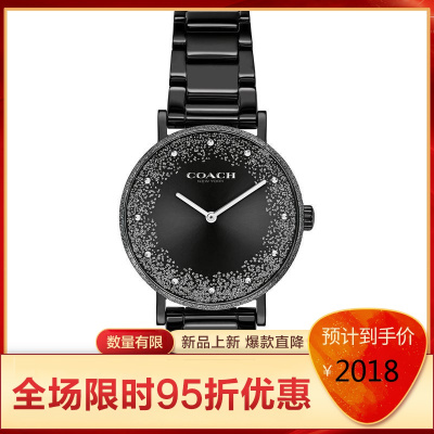 COACH蔻驰PERRY佩利系列经典马车标识女士石英表简约时尚气质防水陶瓷腕表百搭休闲风复古风28mmBlack