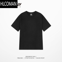HLCOMAN夏季220克棉纯色短袖T恤男女潮牌宽松上衣百搭打底体恤
