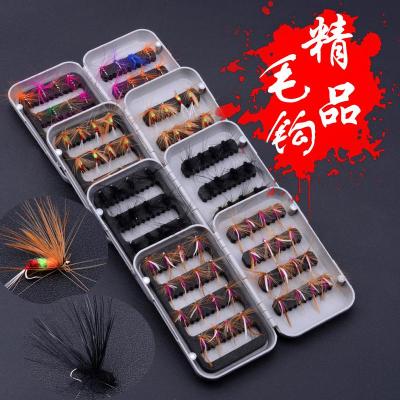 特价仿真路亚飞蝇钩飞钓钩昆虫钩飞钓套装路亚假饵干毛钩同款