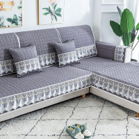 家柏饰(CORATED)四季通用防滑沙发垫坐垫子布艺全包萬能沙发套罩沙发盖布沙发巾 澜亭灰 90*180cm