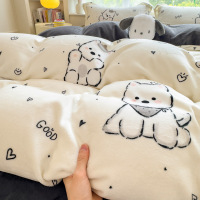 a类母婴奶绒四件套加厚保暖冬季加绒床上被单 被套学生三件套