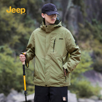 Jeep吉普户外三合一冲锋夹克男士登山服情侣抓绒两件套外套女款 S