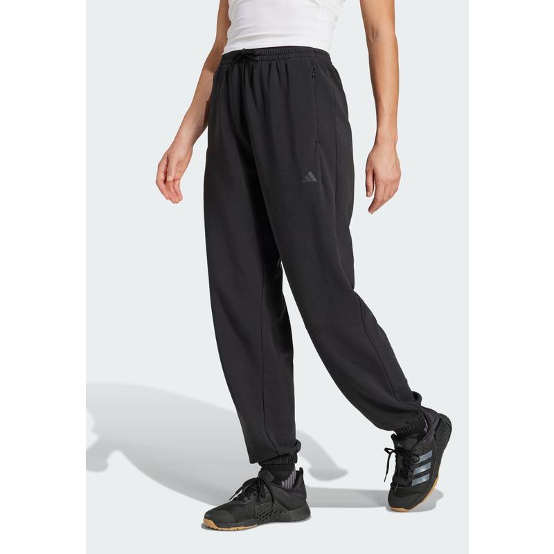 Adidas女士运动休闲训练健身直筒踝部收口运动裤黑色清爽速干透气