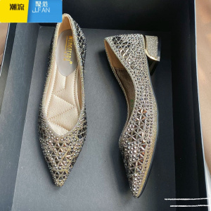 聚范粗跟法式气质配裙子单鞋女2024新款晚晚鞋低跟大码女鞋41-43