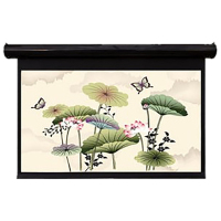 经科JK电动遥控不带拉绳拉线投影幕布N4-FI/1t玻纤灰幕80寸16:10