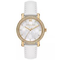 Michael Kors 女士金 tone合金白皮革表带mm简约防水石英腕表