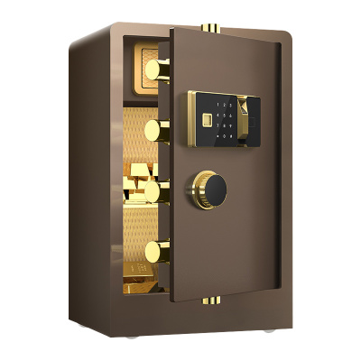 臻远ZY-NW-BXGS-50 全钢实心保险柜办公防盗保险箱 高80cm咖色指纹款