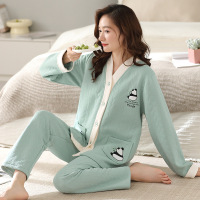 睡衣女秋冬季空气棉夹层加厚开衫和服保暖夹棉加大码家居服可外穿