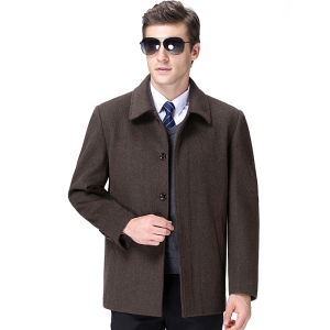 2024春秋羊绒毛呢大衣男翻领羊绒大衣男士中长款风衣加绒加厚商务休闲领导干部服保暖男装中年外套男装中老年爸爸装呢子大衣