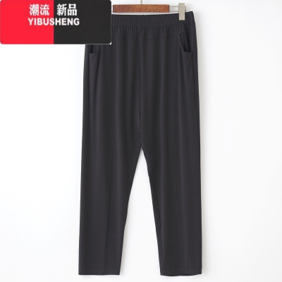 YIBUSHENG季薄款中老年休闲裤女高腰弹力大码裤子百搭显瘦莫代尔小脚裤
