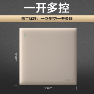 欧普开关插座一开五孔5孔面板多孔USB86型暗装墙壁无框大板W18金