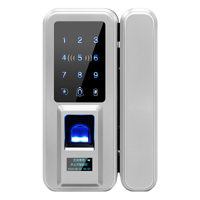 BONJEAN办公室有框玻璃锁 双免开孔单指纹锁锁智能APP玻璃密码锁