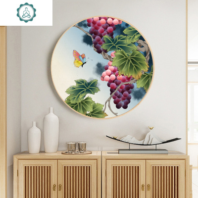 多子多福十字绣花鸟硕果累累葡萄餐厅手工满绣小件2019新款绣家用封后B款50x50cm丝线4股+圆形玻璃框