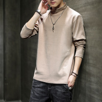 男装长袖T恤秋冬季新款双面德绒保暖打底衫半领百搭纯色衣服