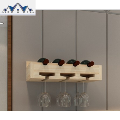 壁挂红酒架实木酒杯架酒柜创意高脚杯架墙上餐厅倒挂杯架置物架 三维工匠