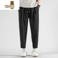 YANXU夏季薄款冰丝裤子男生垂感九分休闲西装裤宽松直筒速干小脚运动裤