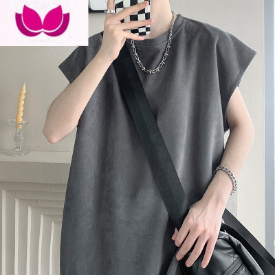 七斓绒背心男士夏季ins港风宽松简约坎肩运动潮流潮牌百搭无袖T恤