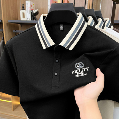 新疆长绒棉短袖polo衫男款2026夏季新款翻领刺绣纯色透气男士T恤