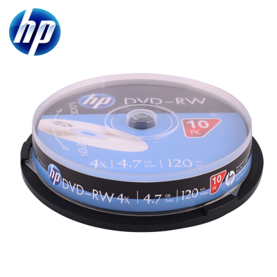 惠普（HP）DVD-RW可擦写反复使用光盘/刻录盘空白光盘4速4.7GB桶装10片