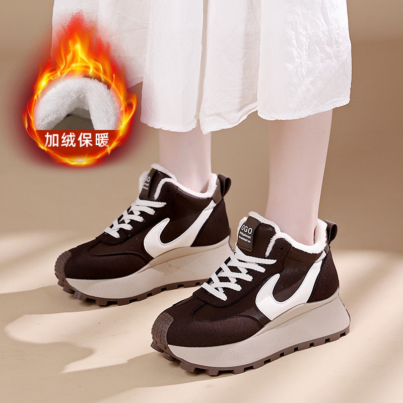 厚底女鞋新款冬季高帮加绒保暖老爹鞋百搭增高加绒_635