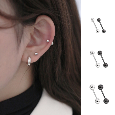 925纯银简约银珠耳钉男女气质韩国耳环耳骨钉冷淡风耳饰ins送女朋友老婆情人节七夕生日礼物