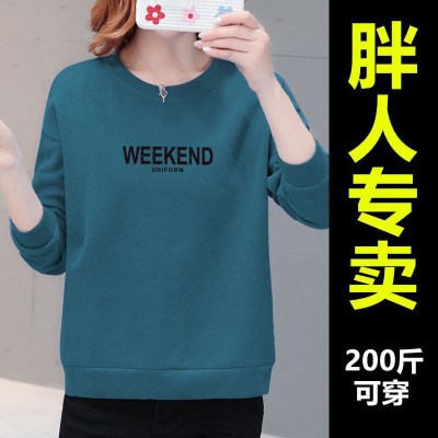 情娇婷(QINGJIAOTING)中老年妈妈装卫衣女春秋薄款宽松韩版长袖上衣加肥大码女装200斤